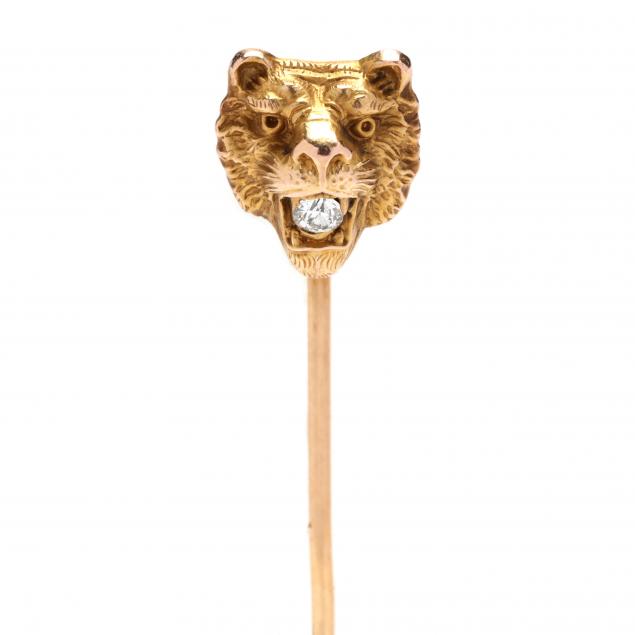 GOLD AND DIAMOND LION HEAD STICK