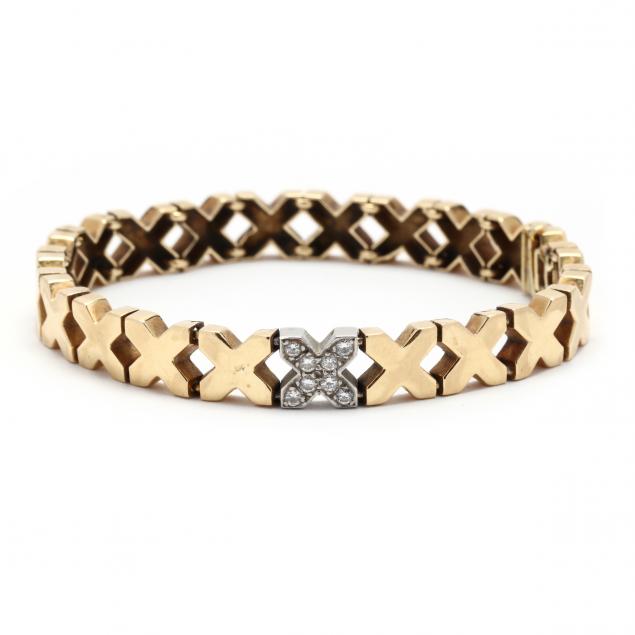 GOLD AND DIAMOND X BRACELET,