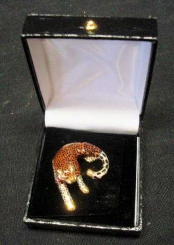 Gold and Enamel Panther Pendant.