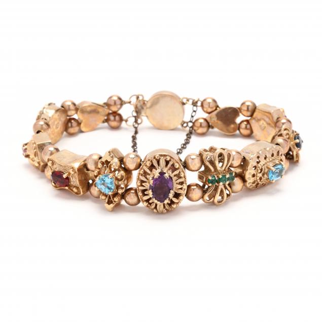 GOLD AND GEM-SET SLIDE BRACELET The