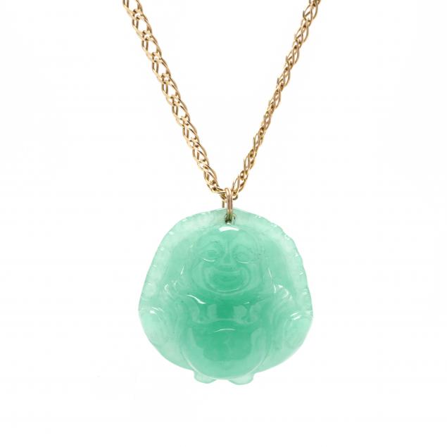 GOLD AND JADE PENDANT NECKLACE