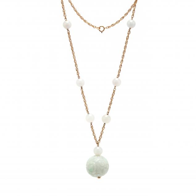 GOLD AND JADEITE STATION NECKLACE