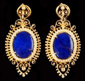 Gold and Lapis Drop Pendant Ea