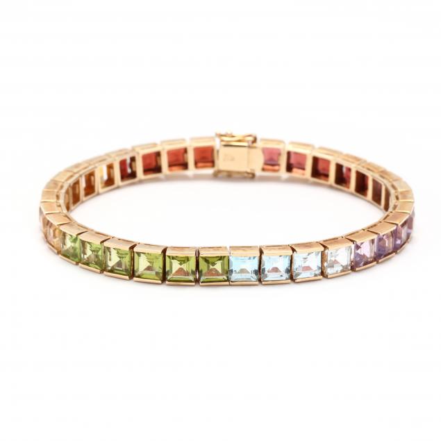 GOLD AND MULTI GEM-SET BRACELET The