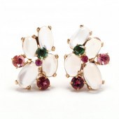 GOLD AND MULTI-GEMSTONE CLIP O