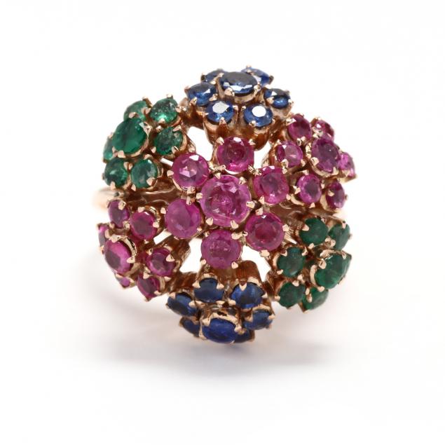 GOLD AND MULTI-GEMSTONE RING