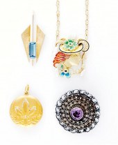 Gold and plique-a-jour pendant