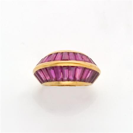 Gold and Ruby Bombe Pinky Ring 	 