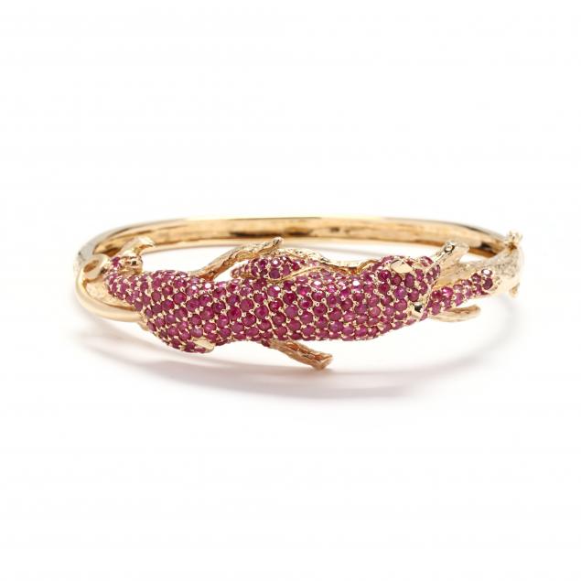 GOLD AND RUBY PANTHER BRACELET