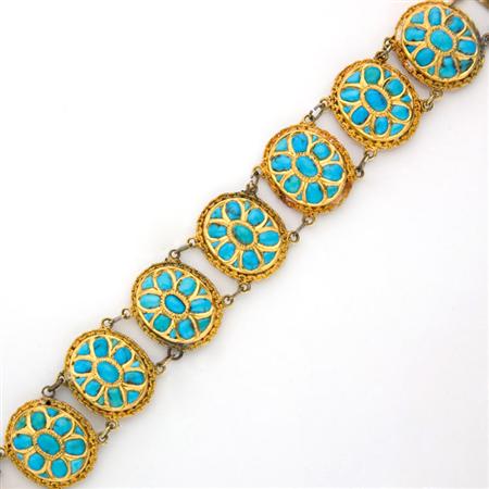 Gold and Turquoise Bracelet 	 