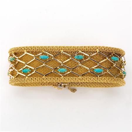 Gold and Turquoise Mesh Bracelet
