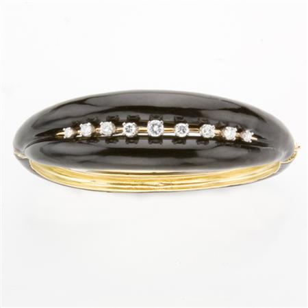 Gold, Black Enamel and Diamond