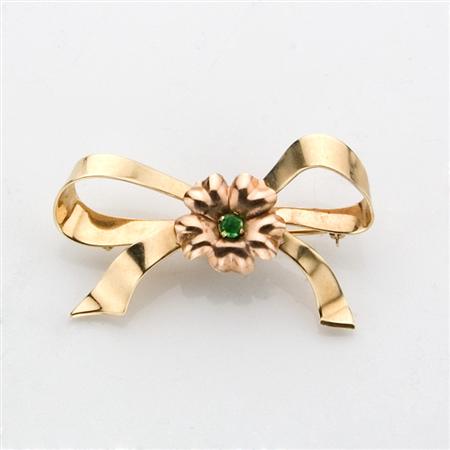 Gold Bow Brooch 	 