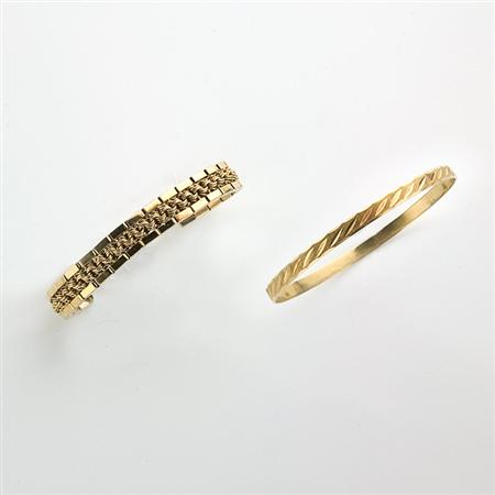Gold Bracelet and Gold Bangle 	 