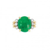 Gold, Cabochon Emerald and Dia