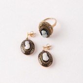 GOLD CAMEO EARRINGS & RINGA pa
