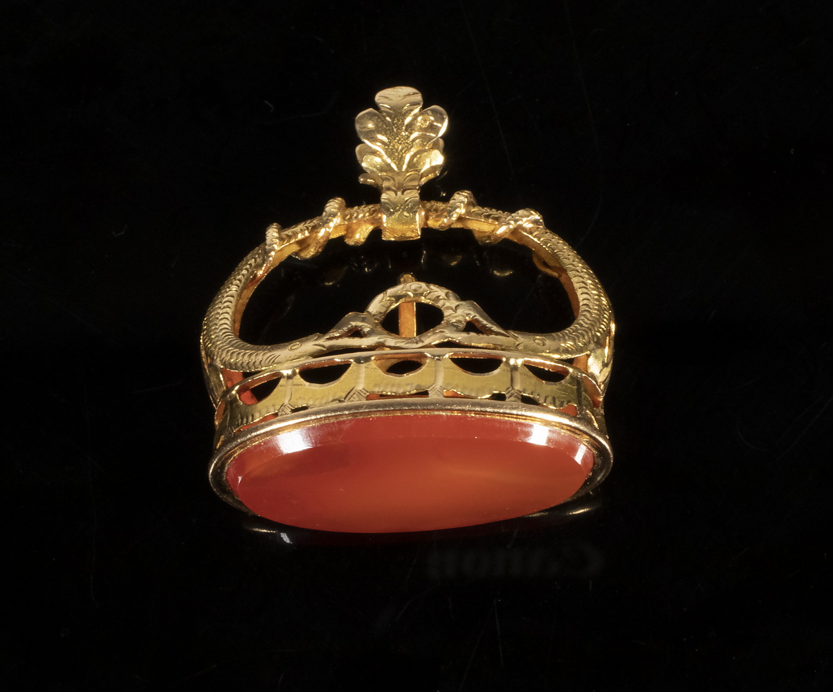 GOLD & CARNELIAN WATCH FOB 18K