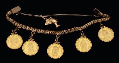 Gold charm bracelet, 18 kt.