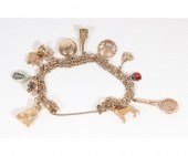 Gold charm bracelet with gold