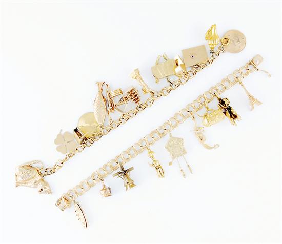 Gold charm bracelets 14K yellow