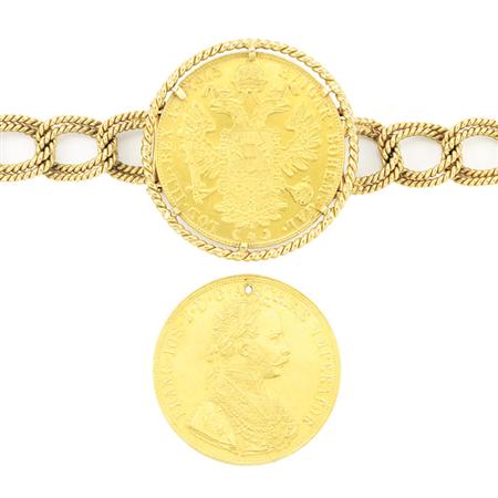 Gold Coin Bracelet and Loose Coin