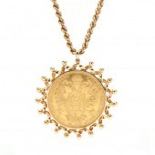GOLD COIN PENDANT NECKLACE The