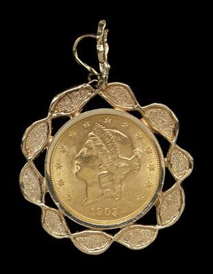 Gold coin pendent, 1903-S liberty
