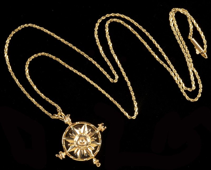 Gold Compass Pendant and Chain