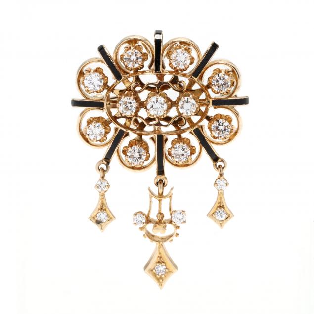 GOLD, DIAMOND, AND ENAMEL PENDANT /