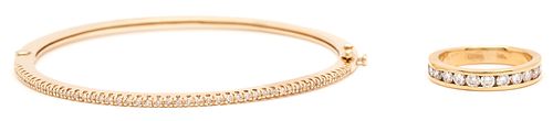 GOLD & DIAMOND BANGLE BRACELET &