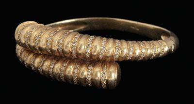 Gold, diamond cuff bangle bracelet,
