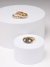 GOLD EARRINGS AND RING WITH OP