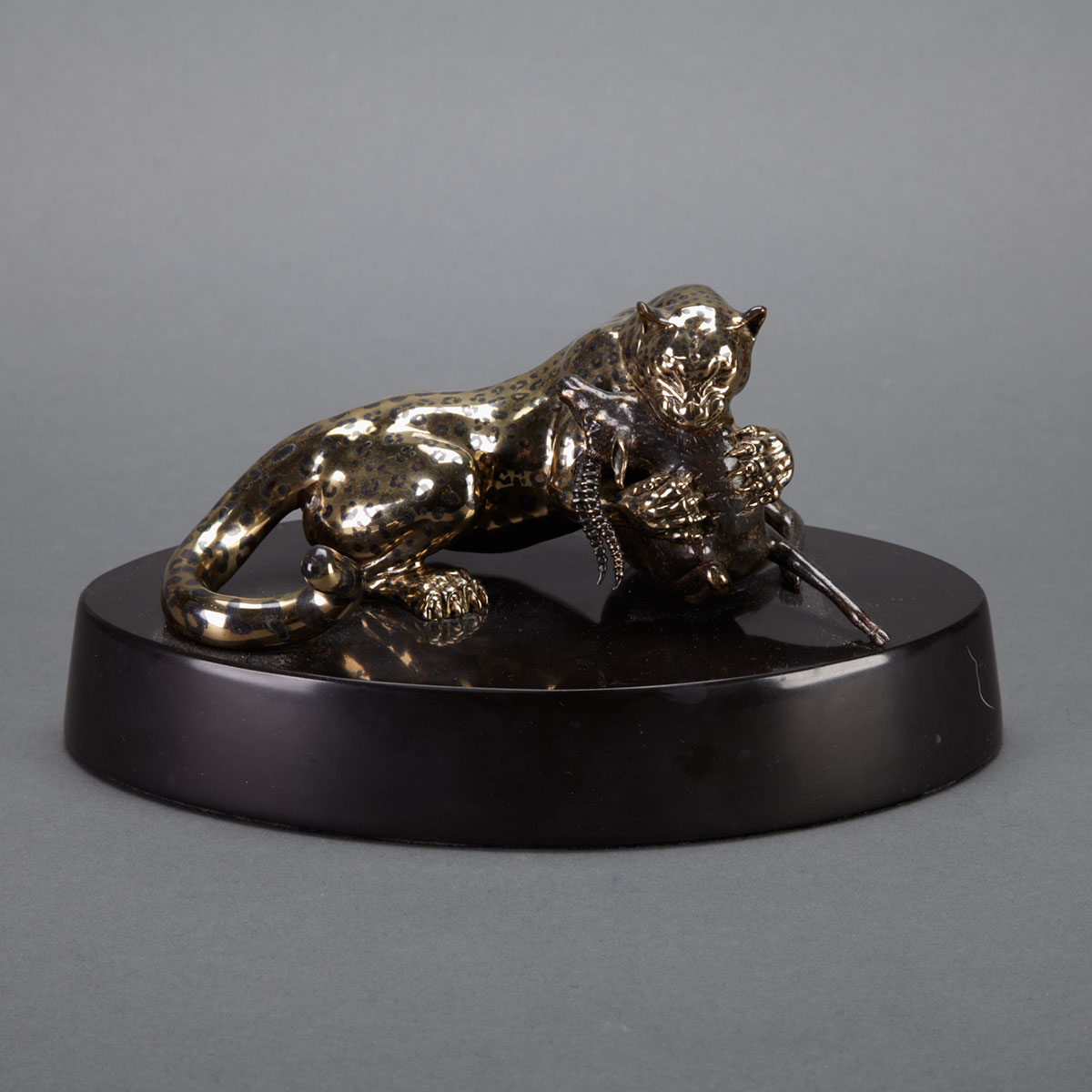 Gold Inlaid Bronze Group of a