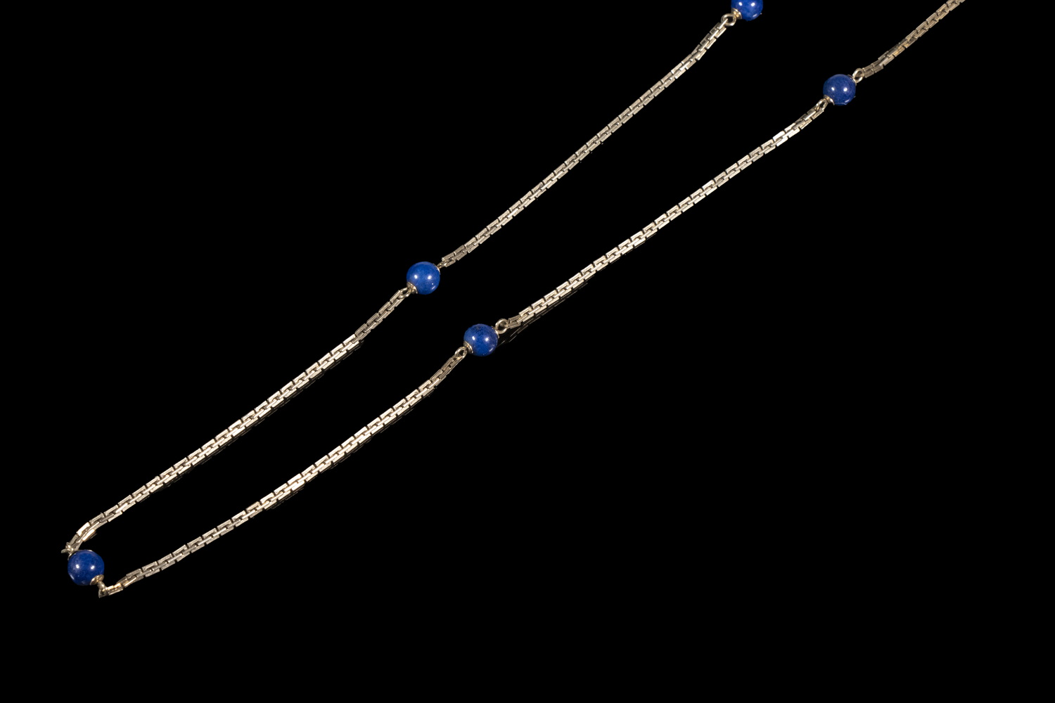 GOLD & LAPIS BEAD NECKLACE 14K