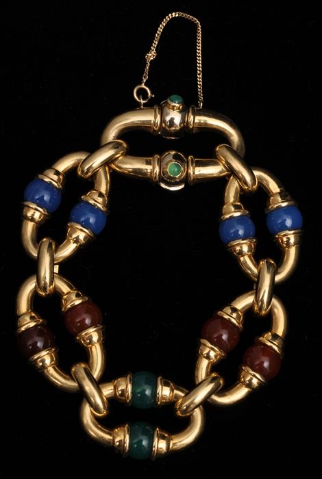 GOLD LINK BRACELET WITH GEMSTONES