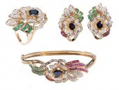 GOLD, MULTI STONE AND DIAMOND