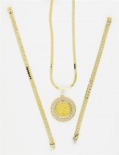 Gold necklace with coin pendan