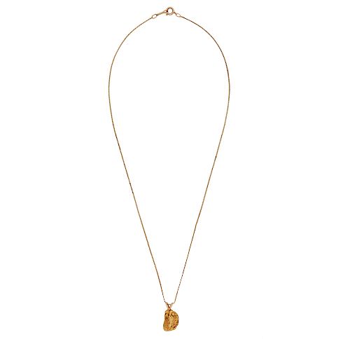 GOLD NUGGET PENDANT & 14K CHAINGold