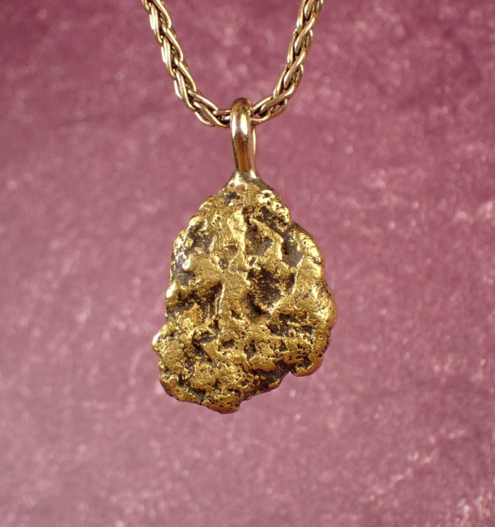 GOLD NUGGET PENDANT WITH GOLD WHEAT