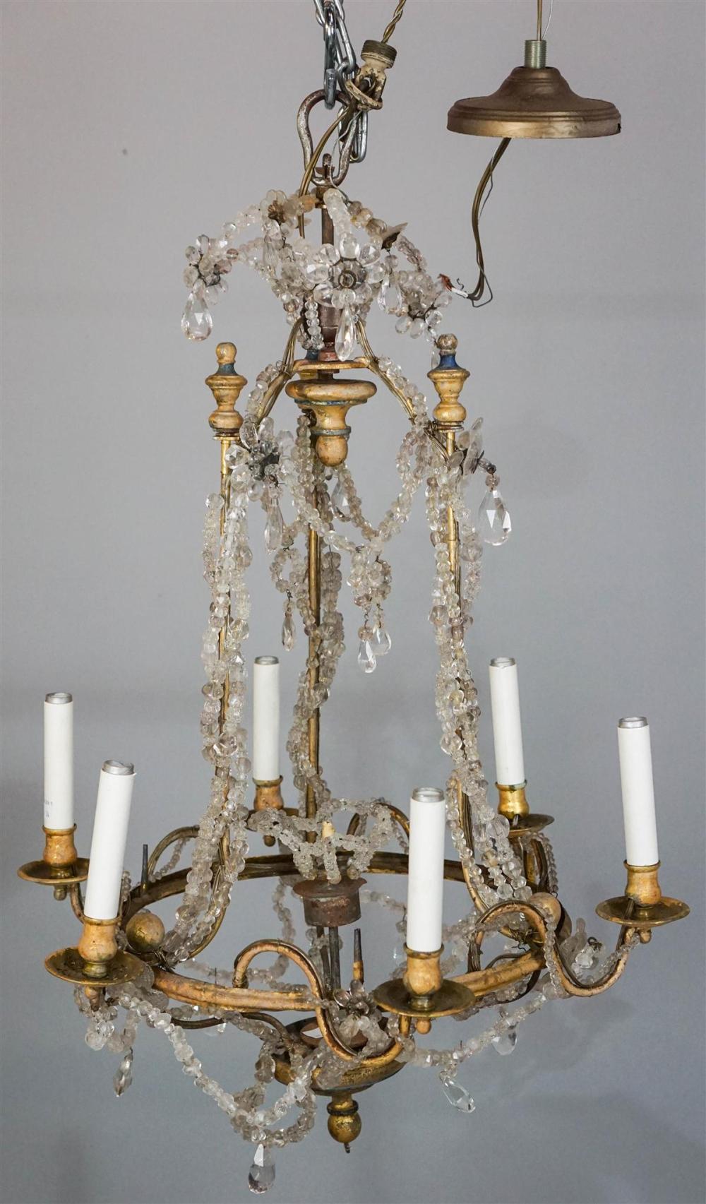 GOLD PAINTED METAL, WOOD AND