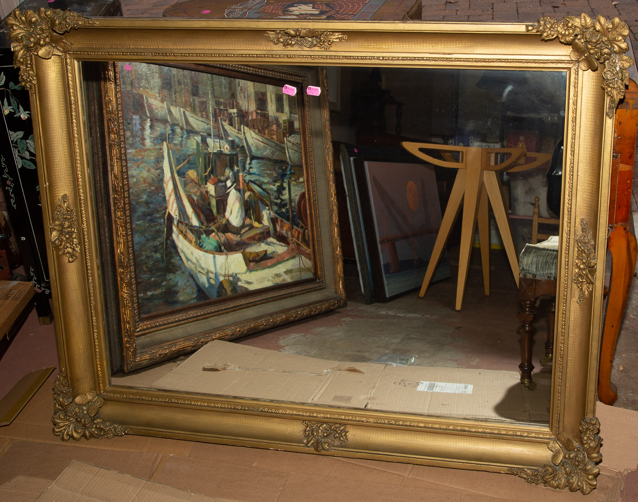 GOLD-PAINTED MIRROR 36 in. H., 47
