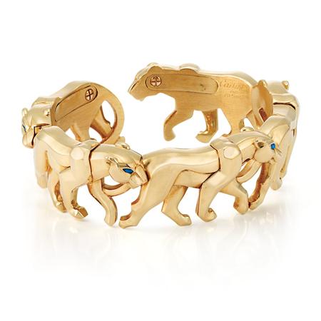 Gold Panther Bangle Bracelet,