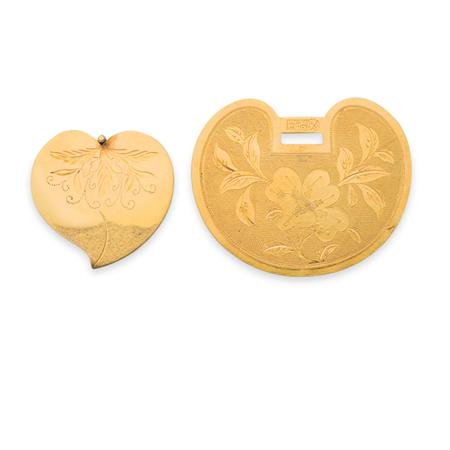Gold Pill Box and Pendant 	 