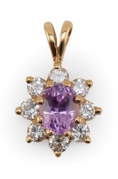 GOLD, PINK SAPPHIRE AND DIAMON