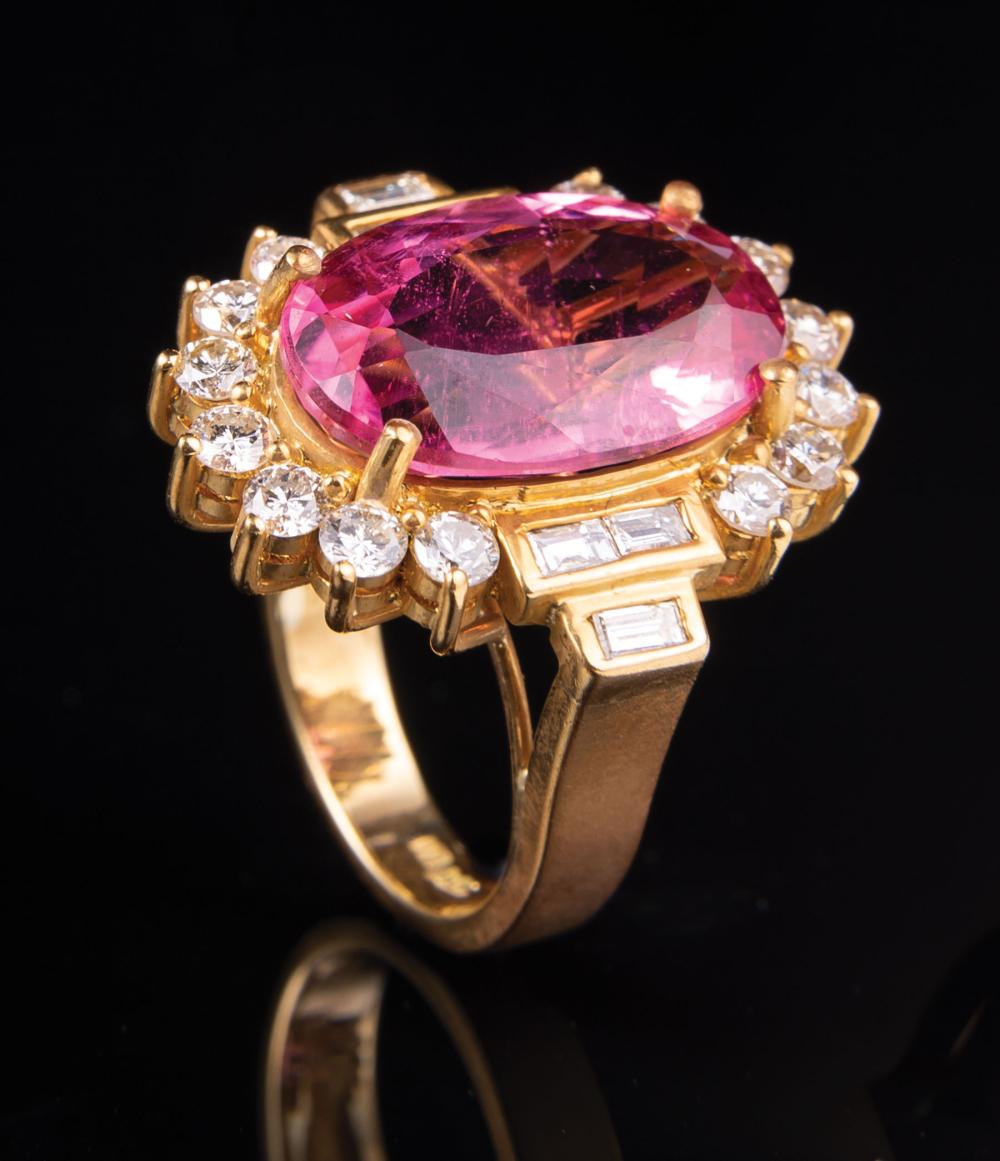 GOLD, PINK TOURMALINE AND DIAMOND