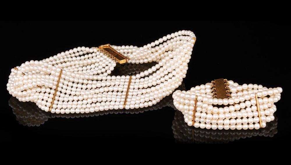 GOLD PLATE AND PEARL CHOKER &