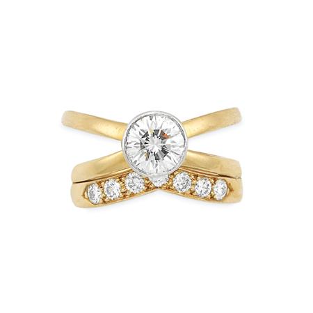Gold, Platinum and Diamond Ring and