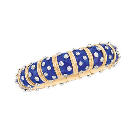 Gold, Platinum, Blue Enamel and