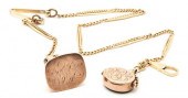 GOLD POCKET WATCH CHAIN WITH F