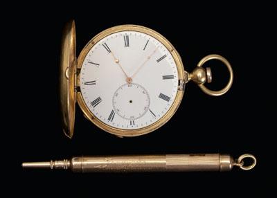 Gold pocket watch, pencil: key-wind